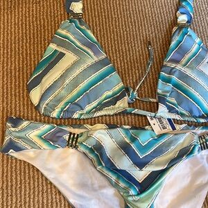 NWT BAR III ombre scarf crystal blue bikini size XL